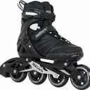 Nattork Adult Inline Skates for Men Women, Fitness Blades Roller with Aluminum Frame, PU Wheels and Breathable Mesh Black Size 7
