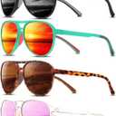 KUGUAOK Polarized Aviator Sunglasses for Women Men Sports Style UV400 Protection Running Sun Glasses Vintage Trendy Shades,Black+leopard+green Frame Red+pink, One Size