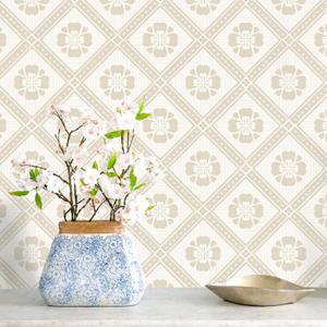 Boho Peel and Stick Wallpaper Neutral Modern Boho Contact Paper for Cabinets Removable Farmhouse Cream Geometric Self Adhesive Wallpaper for Kitchen Bedroom Bathroom Waterproof 17.3inW 393inL