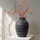Kokrose Black Terracotta Vase, Black Vases Home Decor for Centerpieces, Large Vintage Rustic Flower Vase for Home Decor, Pottery Ceramic Vases, 11.2 Inch Table Top Fireplace Mantel Decor