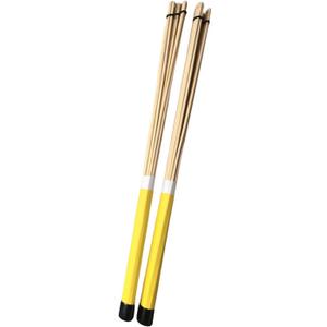 2 Pieces Bamboo Drum Stick Rods Brushes Drum Sticks Smooth Grips 15.94 inch Length for Acoustic Performance Drum Accessories, Yellow