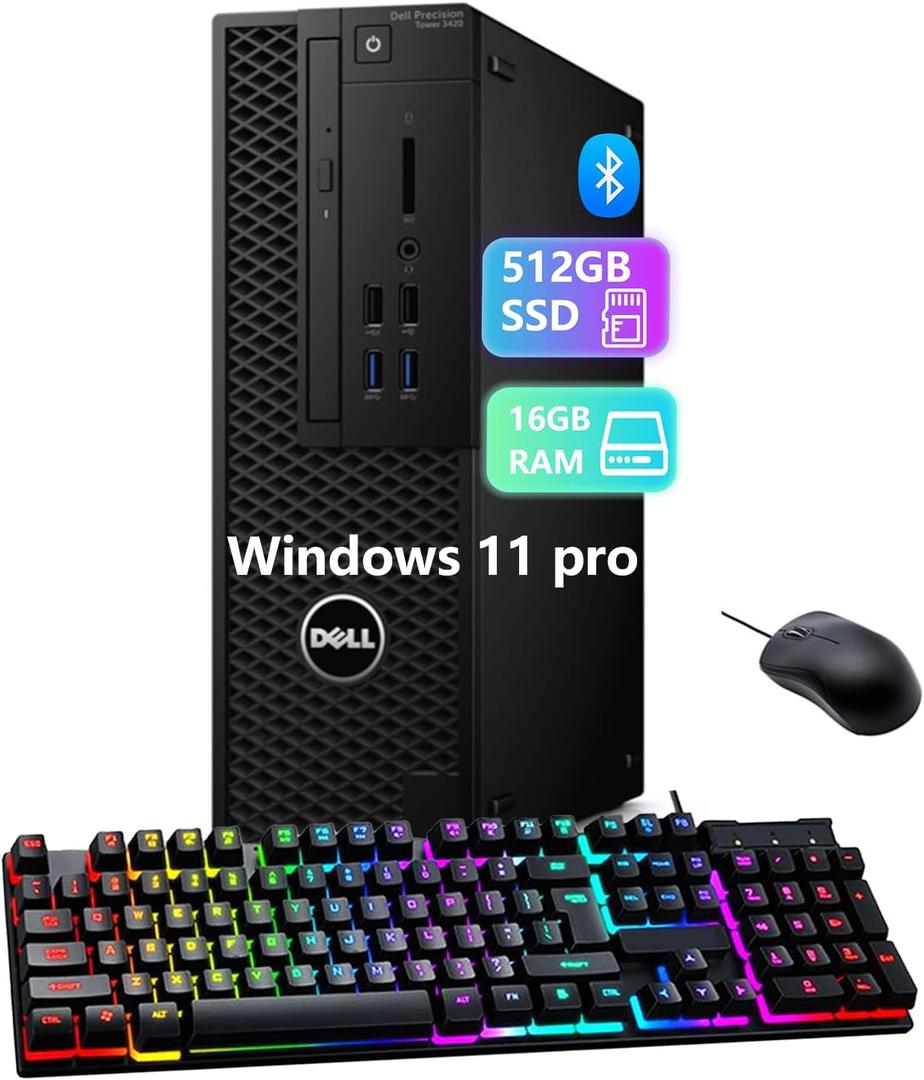 Dell Precision 3240 mini pc Core i7-10700 16GB RAM 512GB SSD| NVIDIA P1000, Keyboard Mouse, USB WiFi+BT, Windows 11 Pro 64 Multi-Language