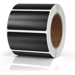 Black Rectangle Stickers 2 x 1 Inch Color Coding Labels Vinyl Roll Self-Adhesive Waterproof Removable 500 PCS