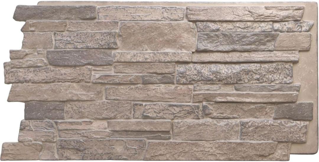 EverStone Acadia Ledge Faux Stone Panel, 49"W x 25 1/2"H x 1 1/4"D, Polermo Color