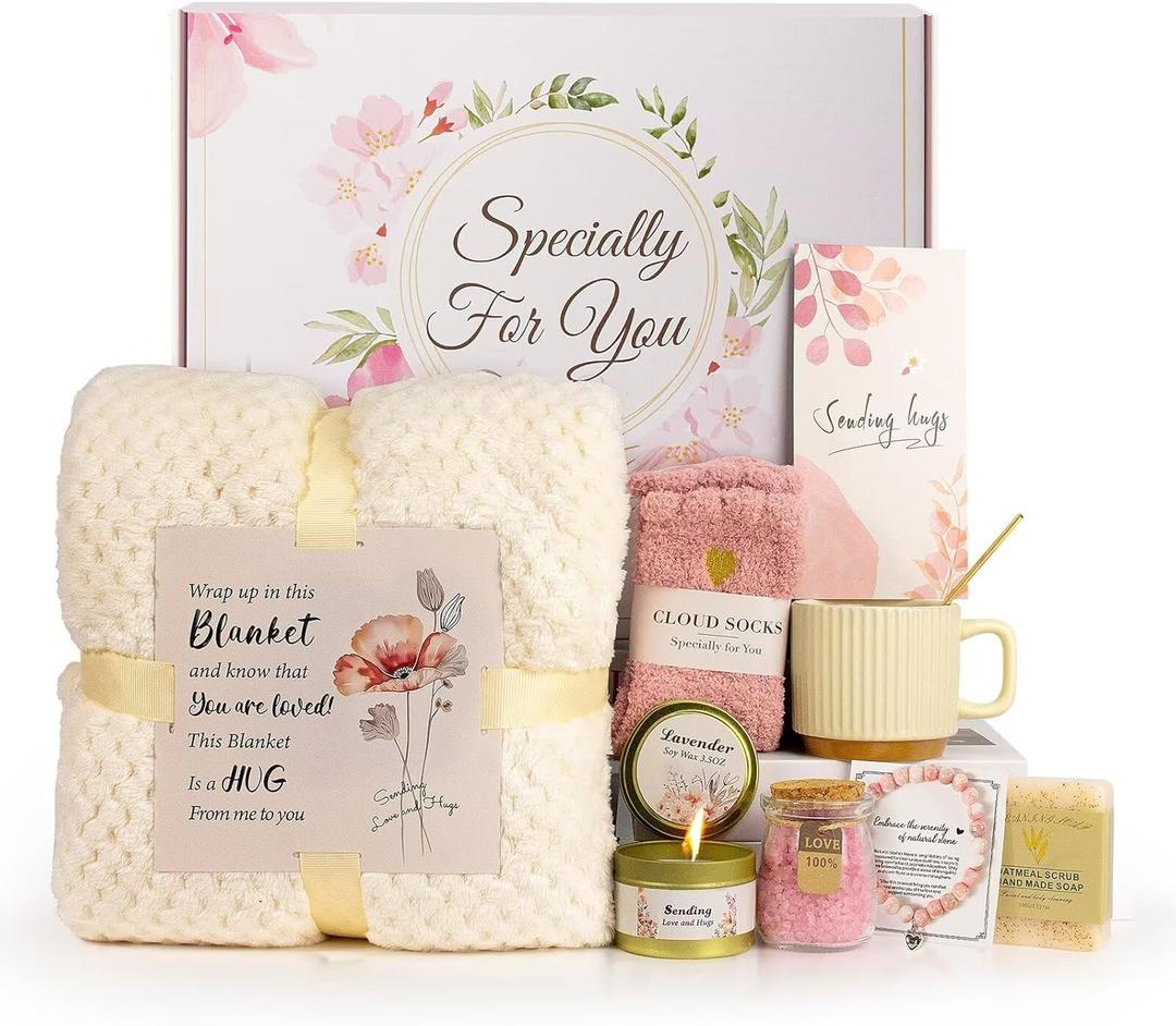 Get Well Gifts for Women Feel Better Gifts Baskets for Woman After Surgery Cancer Care Package,Thinking of You Sympathy/Birthday Gift Baskets Hug in a Box Gifts for Women,Mom,Her,Wife