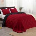 Basic Beyond Queen Comforter Set, Red and Black Comforter Set Queen Size, Reversible Bed Comforter Queen Bed Set for All Seasons, 1 Comforter (88"x92") and 2 Pillow Shams (20"x26"+2")