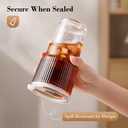 GOSCHE 20oz Glass Tumblers with Straws and Lids, Ribbed Iced Coffee Cups Leak-proof, Dishwasher Safe, Thickened Glass Cups with Lids Ideal for Coffee and Travel, Clear, 4 Pack