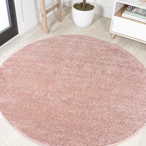 JONATHAN Y Haze Solid Low-Pile Pink 4' Round Indoor Area Rug, Coastal,Bohemian,Minimalist,Classic, Easy-Cleaning for Living Room,Bedroom,Kitchen,Pet Friendly,Non-Shedding (SEU100P-4R)