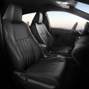 RAV4 Seat Covers for Toyota RAV 4 Prime 2022 2023 2024 2025 SE Hybrid 2024-2019 Hybrid XSE Faux Leather Car Seat Covers Full Set - Black