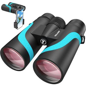 15x55 HD Binoculars for Adults, High Powered, Large View, BAK4 Prism, Waterproof, Lightweight for Bird Watching, Hiking, Travel, Cruise Trip with Phone Adapter (Blue)