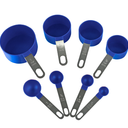 Reston Lloyd 8pc Measuring Cups & Spoons for Dry & Liquid Ingredients, Food Grade Plastic with Stainless Steel Handles, Indigo