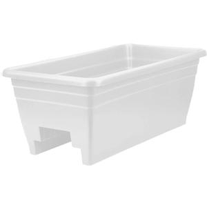 The HC Companies 24 Inch Deck Rail Box Planter Lightweight Outdoor Plastic Plant Pot for Herbs and Flowers, White