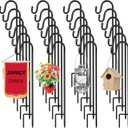 Hicarer 24 Pack 25 Inch Shepherds Hooks Outdoor Plant Hanger Metal Shepherd's Hook Black Garden Bird Feeder Pole for Hanging Solar Lanterns Flower Basket Jars Christmas Lights Wedding Decor