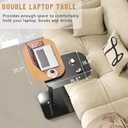 C Shaped Side Table,Adjustable Height C Shaped End Table,360Swivel Couch Tables That Slide Under,Double Tabletop Under Couch Table for Living Room,Bedroom,Small Spaces