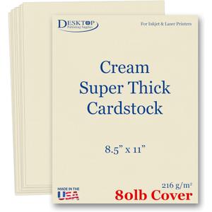 Heavyweight Natural Cream Cardstock 8.5" x 11" - Thick Paper for Printing - Inkjet/Laser 80lb Cardstock (250 Sheets)