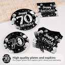 Grencian 96 Pcs 70th Birthday Supplies Silver Black 70th Birthday Party Plates Disposable Sweet 70 Seventy Years Old Decorations Paper Tableware for Men Party Supplies Serves 24