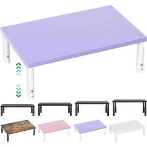 OPNICE Desk Organizers and Accessories, Adjustable Computer Monitor Stand Riser, Laptop Stand, Office Desk Accessories & Workspace Organizers for Women, Purple Wood