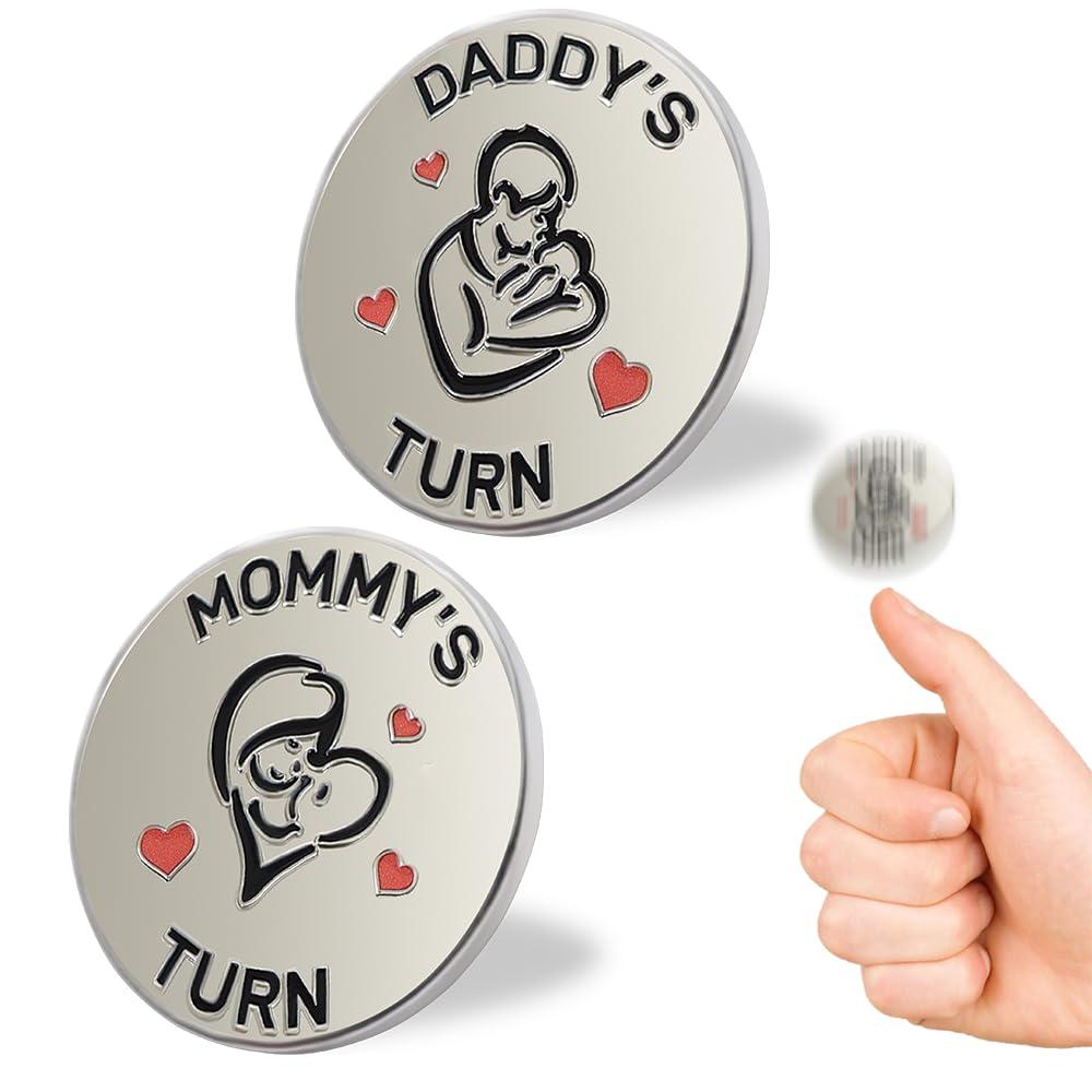 Lovely New Parent Decision Coin as New Parents Gifts for Couples, Double-Sided Coin as New Baby Gifts, Funny Gifts for New Mom Dad (StyleA-Silver)