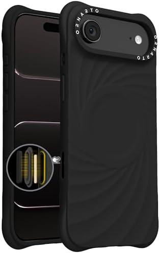 ORNARTO Vortuxe for iPhone Air Case 6.5" | 2X MIL-STD Protection | Camera Control Button | Compatible with MagSafe | Sleek Aesthetic Liquid Silicone Phone Cover for iPhone 17 Air 2025 | Black