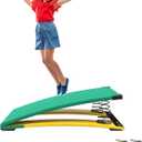 Gymnastics Springboard for Kids Vaulting Training Fitness Playing, Portable Curved Spring Board, Hard Wood Practice Equipment, Elastic Board for Home Room Athletics Training (23.6"D x 15.7"W, Green)