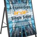 Heavy Duty A- Frame Sidewalks Poster stand 24 x 36 Inch Outdoor Sign with Carry Handle Black Coated Metal Collapsible Sidewalks Signs Stand Single-sided Display Poster Boards Suitable Sandwich Board for Indoor Outdoor