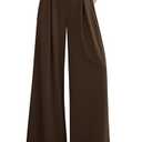 PRETTYGARDEN Womens Spring Trendy Wide Leg Trousers 2026 High Elastic Waisted Extra Long Flowy Loose Pleated Palazzo Work Pants (Brown,X-Large-Long)