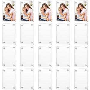 20 Pack Acrylic Fridge Magnetic Frame, Double Sided Clear Frameless Refrigerator Magnet Photo Picture Frame for Fujifilm Instax Mini, 2.36 x 3.54 Inch