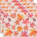 Softalker Fall Placemats Set of 4, 12 x 18 Inch, Printed Thanksgiving Maple Leaf Linen Table Mats, Seasonal Autumn Holiday Table Decorations for Kitchen, Dining, Party Decor