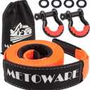 METOWARE Heavy Duty Tow Strap Recovery Kit - 3" x 20ft(35,000lbs) Tree Saver Winch Strap + 3/4" D Ring Shackles(2pcs) + Storage Bag - Truck, SUV, ATV Off Road Towing Strap Kit