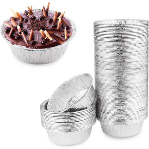 100 Pack 4" Round Tart Pie Foil Pans - Disposable Aluminum Foil Tart & Pie Tins for Baking, Cooking, Storage or Reheating