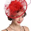 Fascinators Hat Tea Party Vintage Feather Fascinator with a Headband and a Clip for Girls and Women