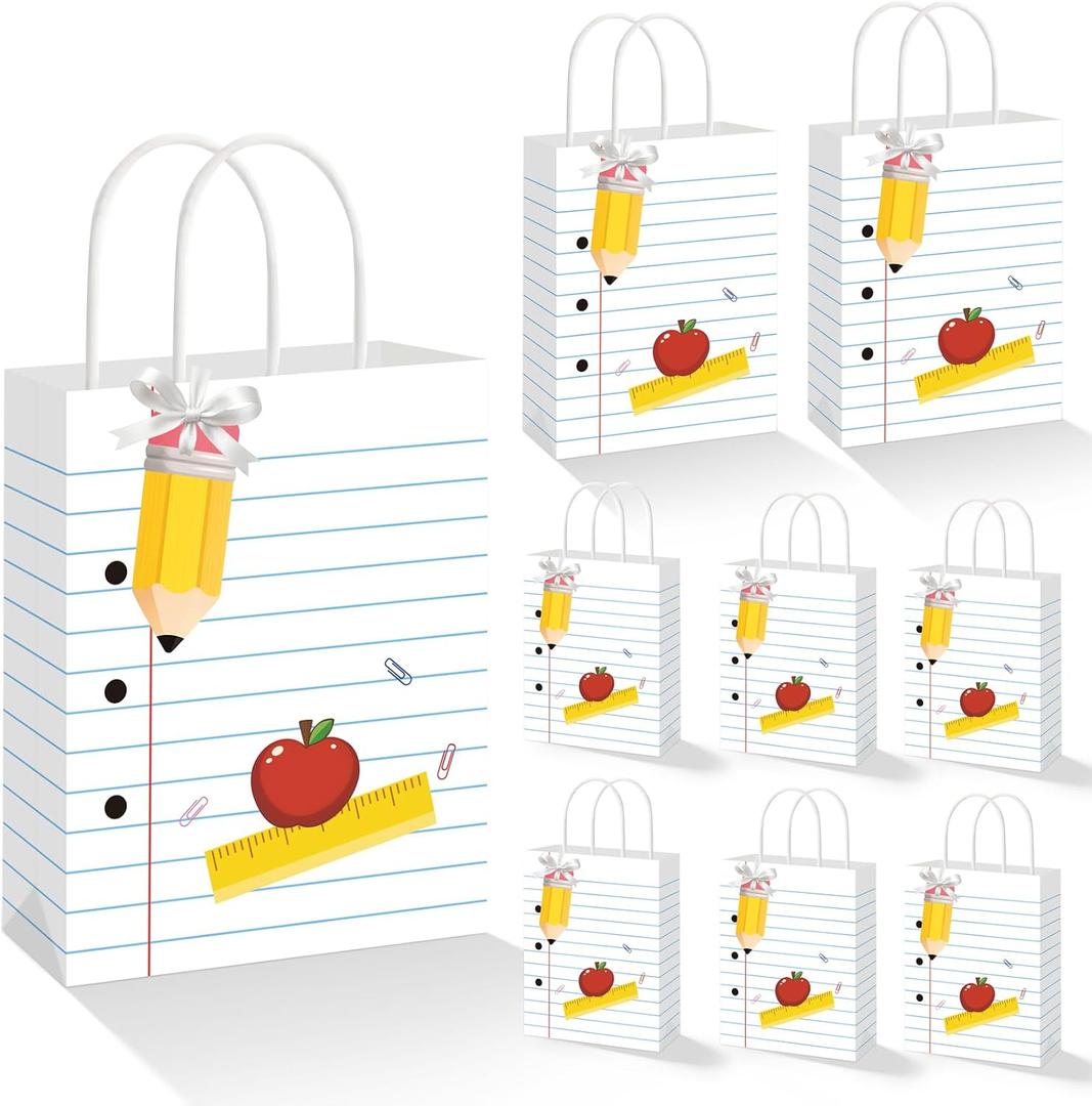 Jpfezry 27 Pcs Teacher Appreciation Gift Bags Bulk with Handles Pencil Cards for Back to School End of Year Party Favor