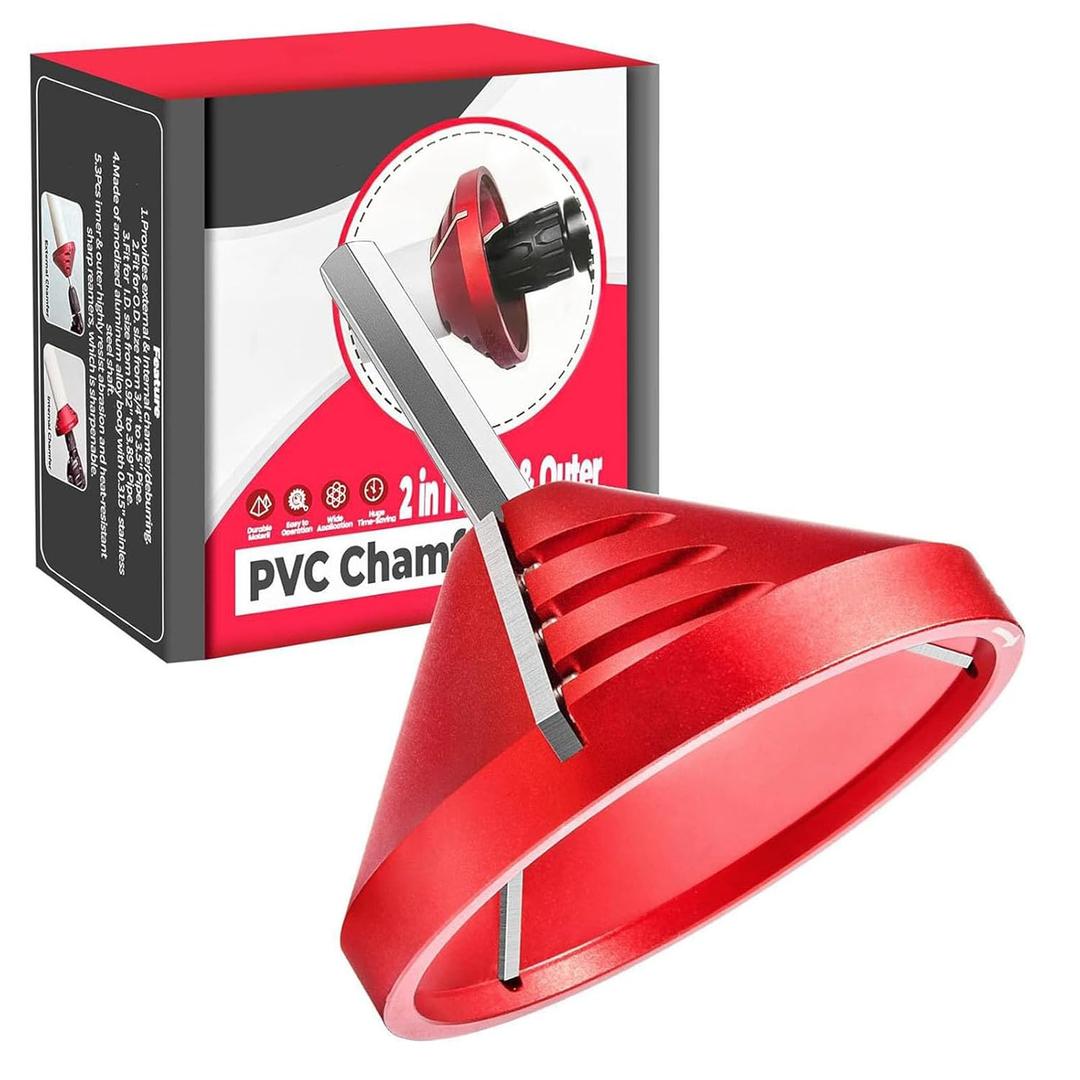 PVC Deburring Tool, 2 in 1 Inner Outer Pipe Reamer, Pipe and Tubing Chamfer Plumbing Tool for OD 0.92in to 3.89in, ID 0.75in to 3.5in PVC, CPVC, ABS, PP, PE Pipe