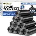 30-35 Gallon Trash Bags Heavy Duty 1.5 Mil - 35" x 37" 100 Count Large Black Garbage Bags 30+ Gallon Strong Plastic Trash Can Liners for Home Kitchen Commercial Lawn and Leaf