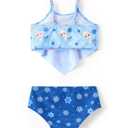 Disney Frozen Elsa Stitch Moana Toddler Girls Two Pieces Ruffle Strap Bikini Top and Bottom Set Beach Swimsuit (Blue)