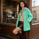Women's Faux Wool Coat Long Winter Jacket with Pockets, Long Sleeve Lapel Coat, Soft Fluffy Outerwear for Women