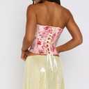 Usweetie Women's Corset Top Sheer Floral Lace Bustier Pink L (Pink, L)
