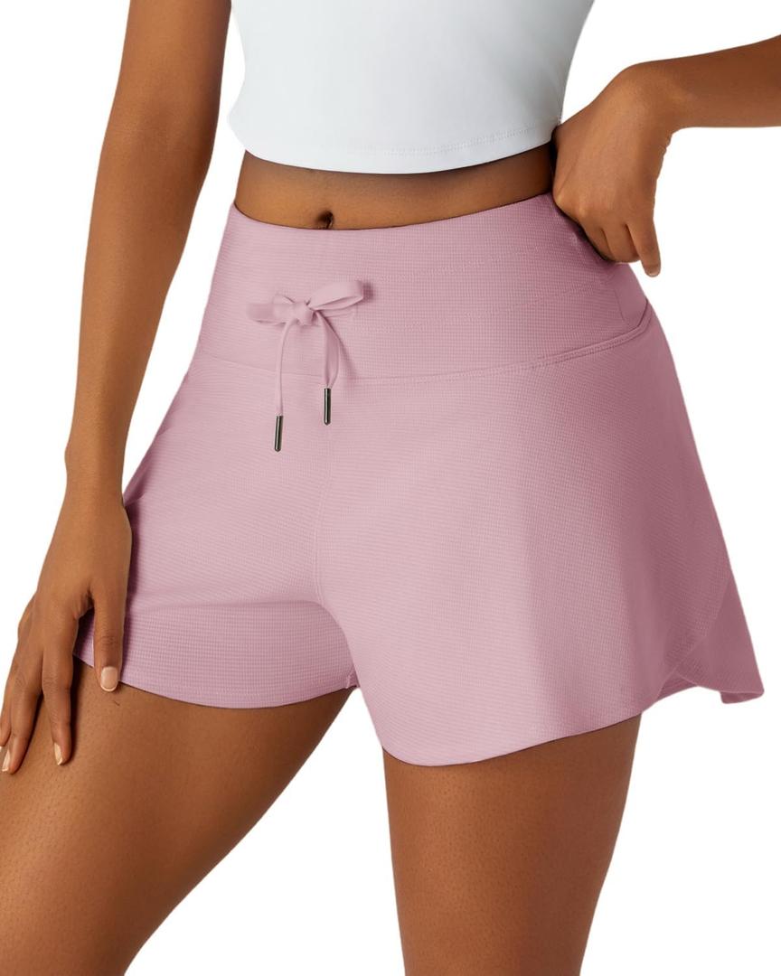Sweat Shorts for Women - Athletic Workout Runing Dolphin Shorts with Pockets for Gym Lounge Summer (Pink, M)