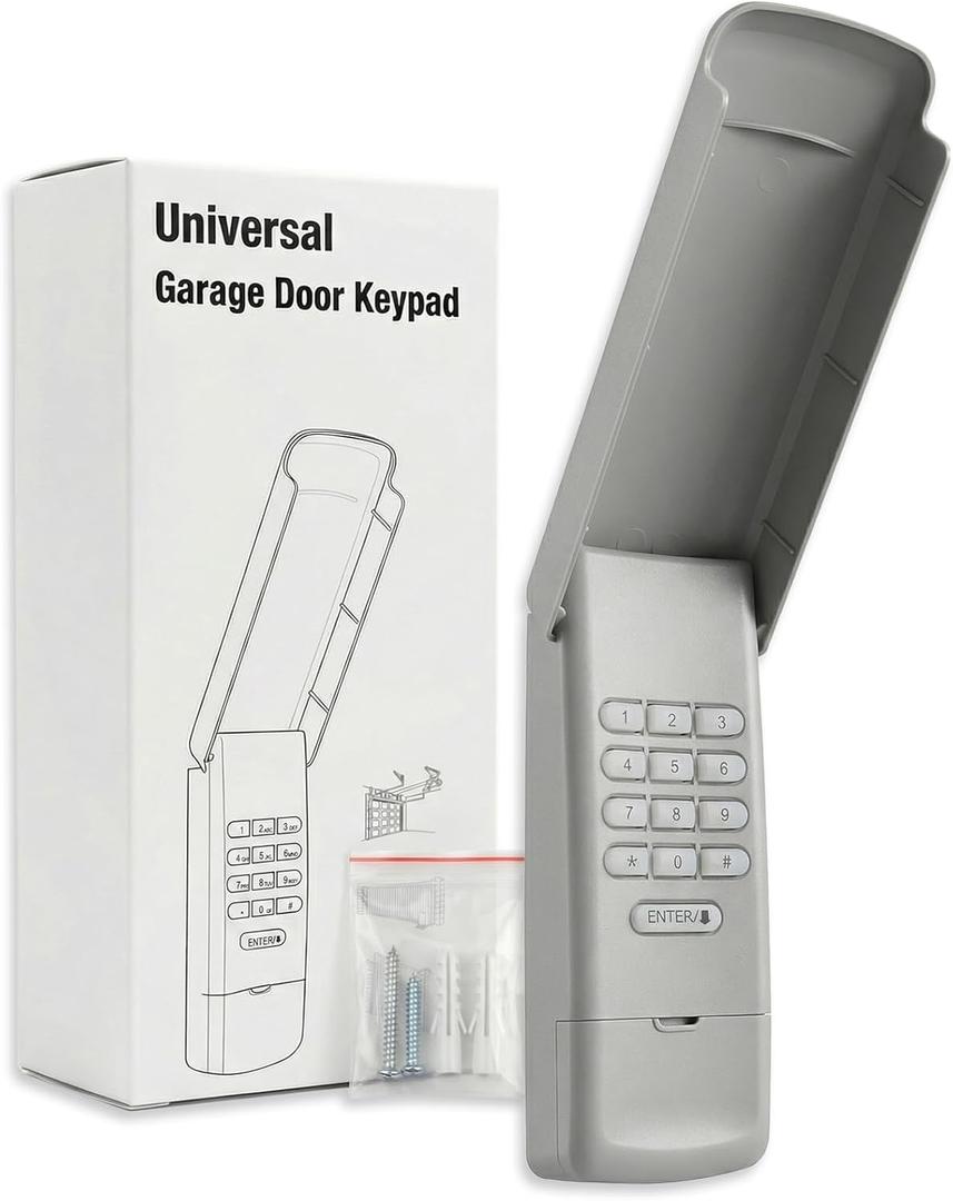 Universal Garage Door Opener Keypad Wireless Keypad Keyless Entry Compatible with LiftMaster Chamberlain Craftsman Genie Overhead Linear Wayne Dalton Garage Door Opener Remote Learn Button Dip Switch