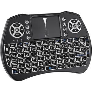 Mini Keyboard with Touchpad, Supporting 2.4G + Bluetooth Dual Modes, Seven-Color Backlighting, Rechargeable, Compatible with Android TV Boxes, Macs, PC, Nvidia Shield, Windows/iOS/Android.
