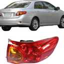 Silscvtt Passenger Side Outer Rear Brake Tail Light Assembly Replacement for Toyota Corolla 2009 2010 Red Lens Right Tail Lamp 8155002460 TO2801175