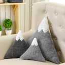 Shellwei 3 Pcs Mountain Shaped Decorative Pillow Sherpa Cute Nursery Playroom Pillow Grey and White Nursery Accessories Kawaii Decorative Gift Toy for Girls Boy Kids