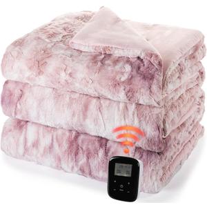 Heated Comforter Blanket King Size with Wireless Controller,104"x 90",Pink