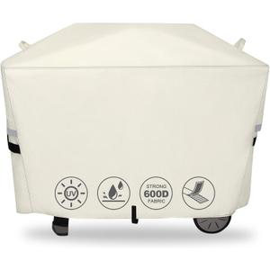 QuliMetal 7112 Grill Cover for Weber Q2000, Q2200, Q2400, Q2000N+, Q2800N+, Q300, Q320, Q3000, Q3200 Gas Grills, 600D Waterproof Fade Resistant BBQ Gas Grill Cover, Beige (57")