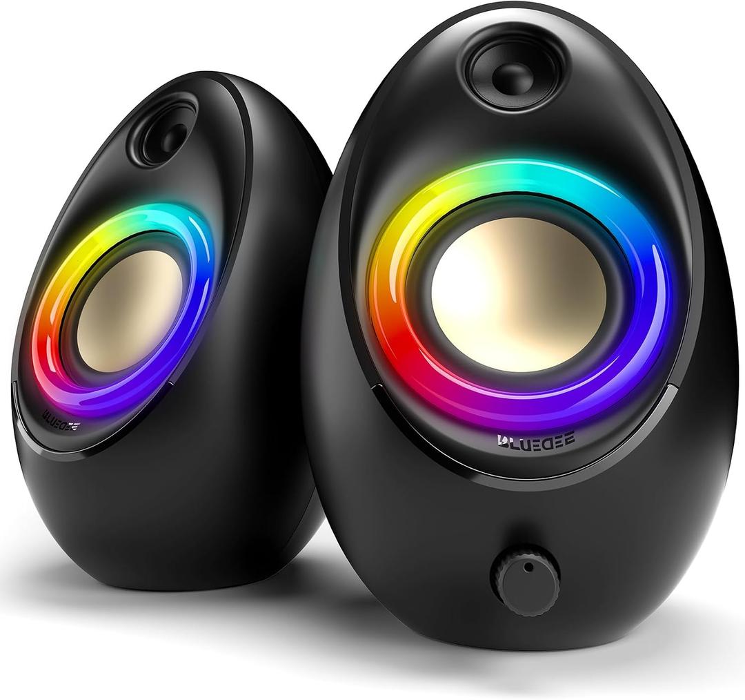 Bluedee Computer Speakers for Desktop PC, 20W Peak Power Bluetooth 5.4 USB/USB-C Powered PC Speakers with RGB Glow, Plug & Play Clear Stereo Sound with Enhanced Bass for Desktop, Laptop & Home Office