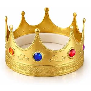 Adorox Gold Royal King Plastic Crown Prince Costume Accessory Adult/Kid 