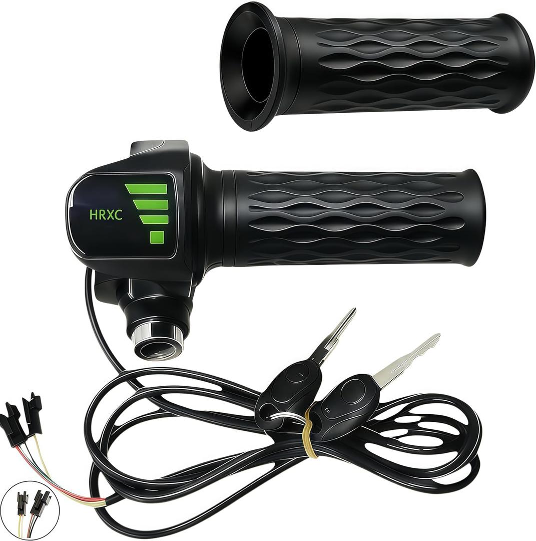 Ridstar Q20 Ebike Twist Throttle 48V, 3-Pin Plug & Play, LCD Display with Key Lock, Waterproof Throttle Grips for E-Bike Scooter Motorcycle