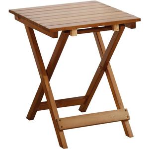 Outdoor Small Table Square Folding Wooden Patio Side Table Furniture Table for Adirondack Chair, Balcony, Porch, No Assembly Required, Brown