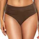 Talisea Women Full Coverage Bikini Bottoms - Mid Rise Bathing Suit Ruched Swim Bottom Swimsuit Swimwear, Large