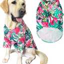 Dog Shirt, Hawaiian Summer Colorful Printed Pet Clothing Breathable and Cool Beach Style Big Dog Boy and Girl Shirt (3X Large, Flower)